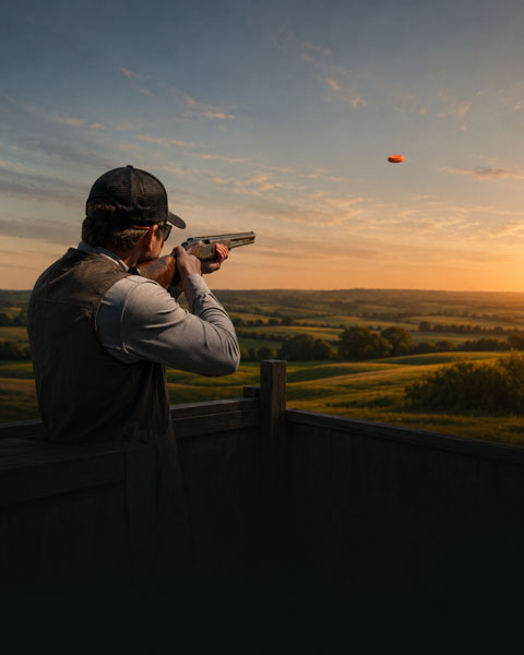 Shooter aiming at a clay target