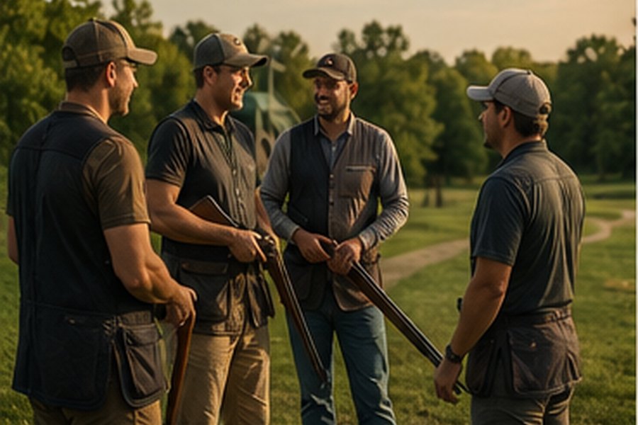Group of shooters talking in the field